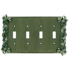 Grapes Quadruple Toggle Switchplate in Pewter with Verde Wash
