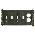 Grapes 4 Toggle/1 Duplex Outlet Switchplate in Pewter with Verde Wash