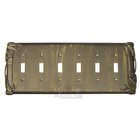 Bamboo Switchplate Six Gang Toggle Switchplate in Pewter with Bronze Wash