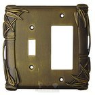 Bamboo Switchplate Combo Rocker/GFI Single Toggle Switchplate in Black with Steel Wash