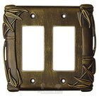 Bamboo Switchplate Double Rocker/GFI Switchplate in Black with Bronze Wash