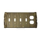 Bamboo Switchplate Combo Duplex Outlet Quadruple Toggle Switchplate in Black with Steel Wash