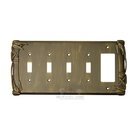 Bamboo Switchplate Combo Rocker/GFI Quadruple Toggle Switchplate in Antique Gold