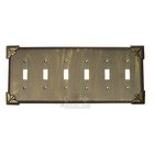 Pompeii Switchplate Six Gang Toggle Switchplate in Black with Copper Wash