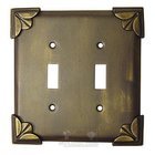 Pompeii Switchplate Double Toggle Switchplate in Black with Steel Wash