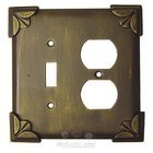 Pompeii Switchplate Combo Single Toggle Duplex Outlet Switchplate in Bronze with Black Wash