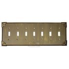 Pompeii Switchplate Seven Gang Toggle Switchplate in Bronze with Verde Wash