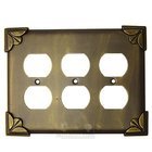 Pompeii Switchplate Triple Duplex Outlet Switchplate in Black with Verde Wash
