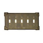 Pompeii Switchplate Five Gang Toggle Switchplate in Antique Gold
