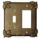 Oak Leaf Switchplate Combo Rocker/GFI Single Toggle Switchplate in Black with Chocolate Wash