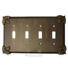 Oak Leaf Switchplate Quadruple Toggle Switchplate in Black with Bronze Wash