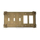 Oak Leaf Switchplate Combo Double Rocker/GFI Triple Toggle Switchplate in Bronze with Copper Wash