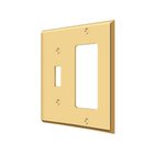Solid Brass Single Toggle/Single Rocker Combination Switchplate in PVD Brass