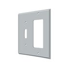 Solid Brass Single Toggle/Single Rocker Combination Switchplate in Brushed Chrome