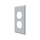 Solid Brass Single Duplex Outlet Switchplate in Brushed Chrome