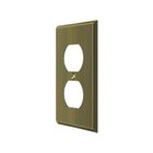 Solid Brass Single Duplex Outlet Switchplate in Antique Brass