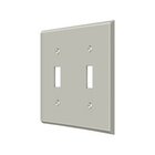Solid Brass Double Toggle Switchplate in Brushed Nickel