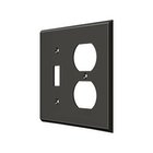 Solid Brass Single Toggle/Single Duplex Outlet Combination Switchplate in Oil Rubbed Bronze