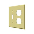 Solid Brass Single Toggle/Single Duplex Outlet Combination Switchplate in Polished Brass