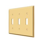 Solid Brass Triple Toggle Switchplate in PVD Brass