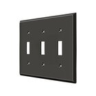 Solid Brass Triple Toggle Switchplate in Oil Rubbed Bronze