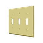 Solid Brass Triple Toggle Switchplate in Polished Brass