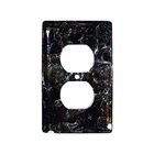 Single Outlet Glass Switchplate in Fractures Black