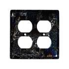 Double Outlet Glass Switchplate in Fractures Black
