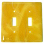 Double Toggle Glass Switchplate in Amber Swirl
