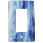 Single Rocker Glass Switchplate in Metallic Blue Clear Swirl