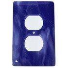 Single Outlet Glass Switchplate in White Swirl & Cobalt Blue