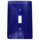 Single Toggle Glass Switchplate in White Swirl & Cobalt Blue