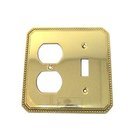 Beaded Combination Switchplate in Polished Brass Lacquered