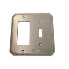Beaded Single Toggle with Single Rocker Cutout Switchplate in Satin Nickel Lacquered