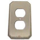Beaded Duplex Receptacle Switchplate in Satin Nickel Lacquered