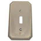 Beaded Single Toggle Switchplate in Satin Nickel Lacquered