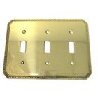 Beaded Triple Toggle Switchplate in Polished Brass Lacquered