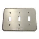 Beaded Triple Toggle Switchplate in Satin Nickel Lacquered