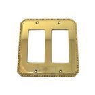 Beaded Double Rocker Cutout Switchplate in Polished Brass Lacquered