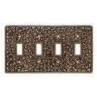 Quadruple Toggle Switchplate in Antique Brass