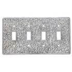Quadruple Toggle Switchplate in Polished Silver