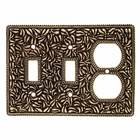 Double Toggle / Single Duplex Outlet in Antique Brass