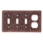 Triple Toggle Single Combo Outlet Switchplate in Antique Copper