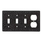 Triple Toggle Single Combo Outlet Switchplate in Oil Rubbed Bronze