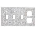 Triple Toggle Single Combo Outlet Switchplate in Polished Nickel