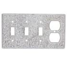 Triple Toggle Single Combo Outlet Switchplate in Polished Silver