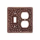 Single Toggle Single Outlet Combo Jumbo Switchplate in Antique Copper