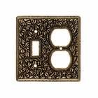Single Toggle Single Outlet Combo Jumbo Switchplate in Antique Gold
