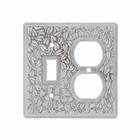 Single Toggle Single Outlet Combo Jumbo Switchplate in Satin Nickel