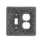 Single Toggle Single Outlet Combo Jumbo Switchplate in Vintage Pewter